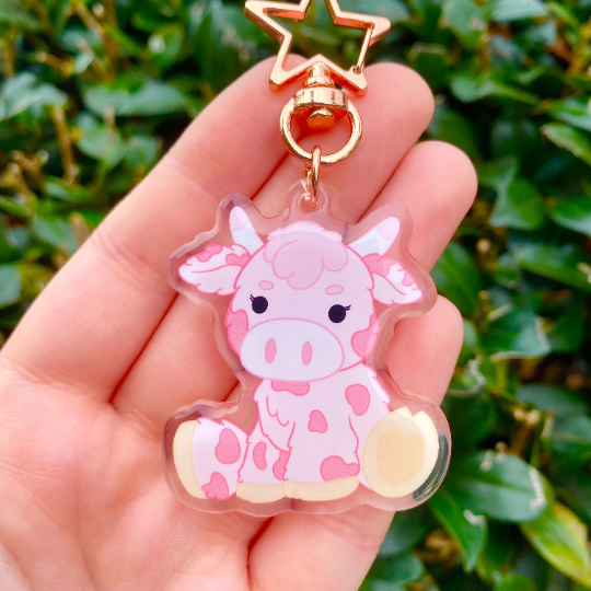 Strawberry Cow Keychain